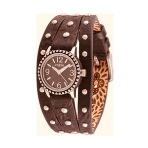 ISO-NOT 4 SALE FOSSIL BRWN STUD CUFF LEATHER WATCH